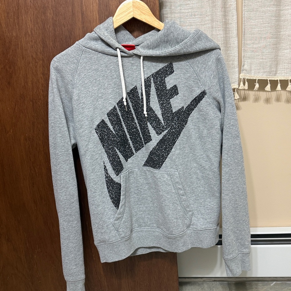 Nike Heather Gray Hoodie with Black Graphic